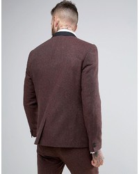 Asos Slim Suit Jacket In Burgundy