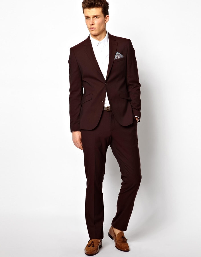 Peter Werth Suit Jacket In Burgundy, $310 | Asos | Lookastic