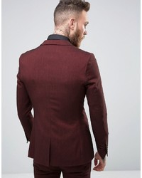 Asos Super Skinny Suit Jacket In Burgundy Twist