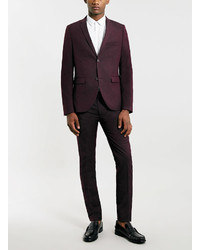 Topman Burgundy Ultra Skinny Suit Jacket