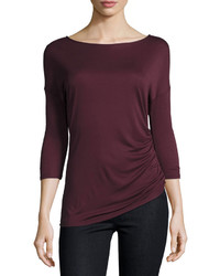 Three Dots Kylie 34 Sleeve Ruched Jersey Top