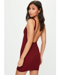 Missguided Burgundy Scooped Back Bodycon Dress