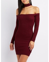 Charlotte Russe Choker Neck Off The Shoulder Bodycon Dress
