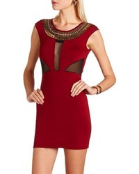 Charlotte Russe Embellished Mesh Inset Body Con Dress