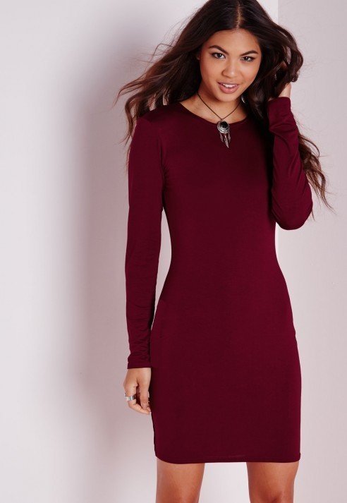 Missguided Long Sleeve Jersey Bodycon ...