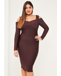 Boohoo size 38 aubergine burgundy tube dress, shapewear dress with
