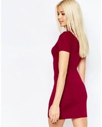 Missguided Ribbed High Neck Bodycon Dress