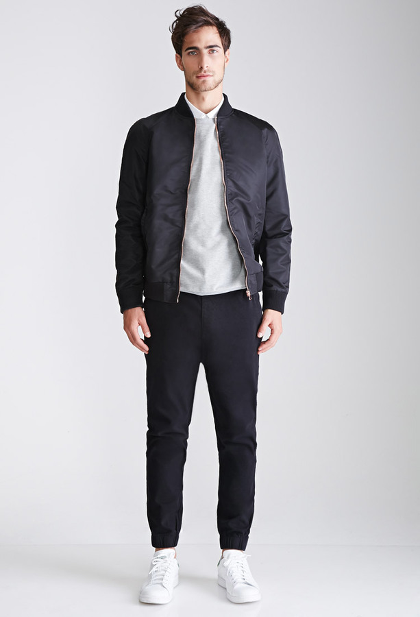 21men 21 Nylon Raglan Bomber Jacket, $27 | Forever 21 | Lookastic