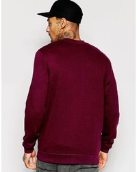 Asos Brand Jersey Bomber Jacket With Geo Tribal Front Print In Burgundy