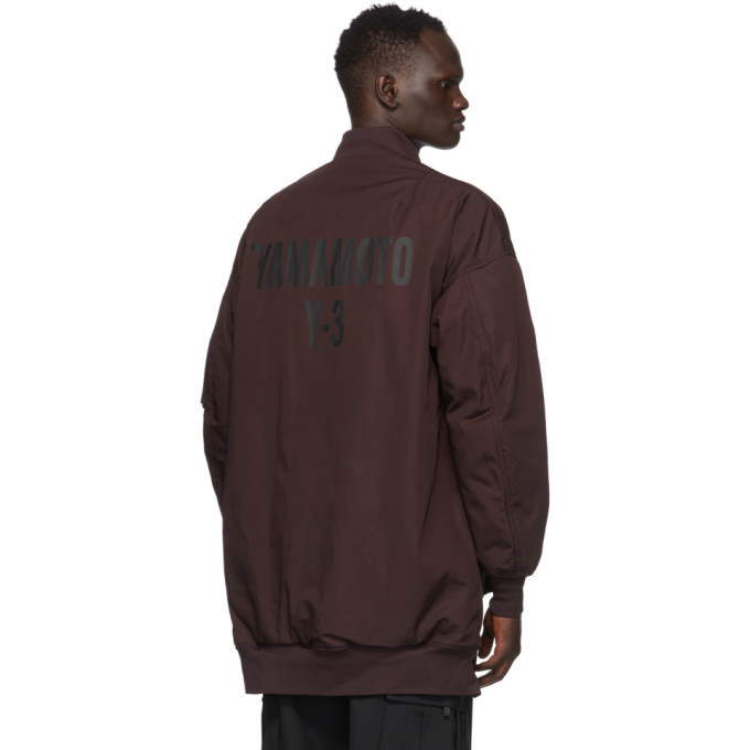 Y-3 Burgundy Ch2 Gfx Bomber Jacket, $700 | SSENSE | Lookastic