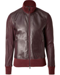Neil Barrett Burgundy Leather Bomber Jacket