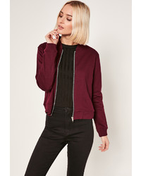 Missguided Tall Burgundy Loop Back Jersey Bomber Jacket