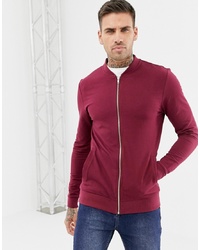ASOS DESIGN Muscle Jersey Bomber Jacket In Red