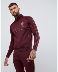 Gym King Muscle Track Top In Burgundy With Gold S
