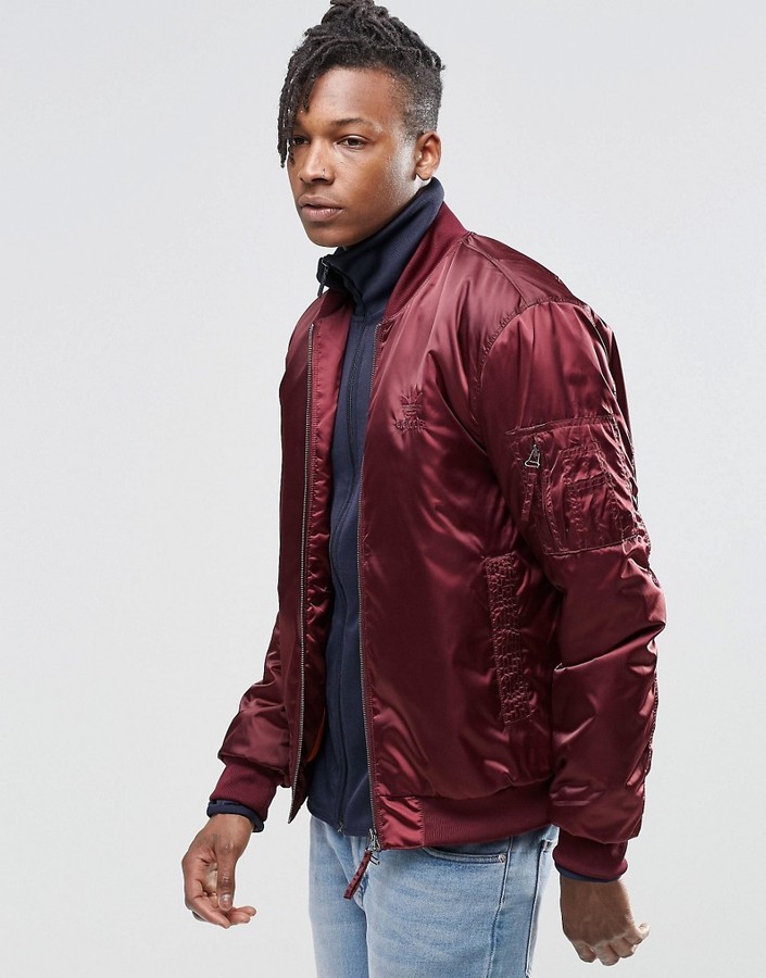 burgundy adidas bomber jacket
