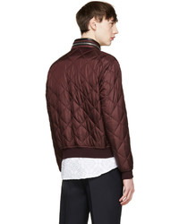 Burberry Prorsum Burgundy Quilted Bomber Jacket