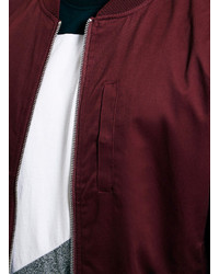Topman Burgundy Cotton Bomber Jacket