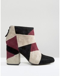 Senso Jessica Wine Leather Patchwork Heeled Boots