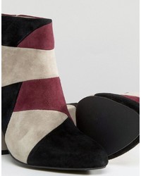 Senso Jessica Wine Leather Patchwork Heeled Boots