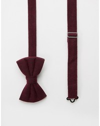 Asos Bow Tie In Textured Burgundy