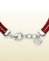 Gucci Red Leather Bracelet With Horsebit