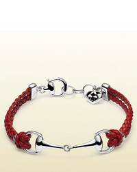Gucci Red Leather Bracelet With Horsebit