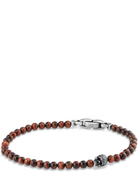 David Yurman Spiritual Beads Skull Bracelet With Red Tigers Eye