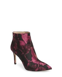 Burgundy Brocade Ankle Boots