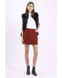 Topshop Cord Button Front A Line Skirt
