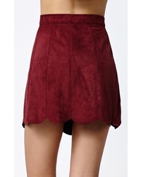 Kendall Kylie Faux Suede Scallop Hem Skirt