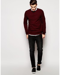 Asos Brand Cable Knit Sweater With Rib Detail