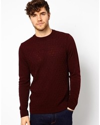 Men's Burgundy Cable Sweaters by Asos | Men's Fashion
