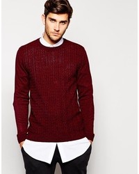 Men's Burgundy Cable Sweaters from Asos | Men's Fashion