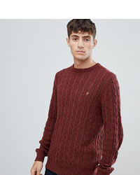 Farah Ludwig Cable Crew Neck Jumper In Red