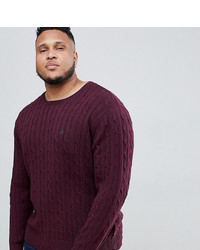 French Connection Plus 100% Cotton Logo Cable Knit Jumper