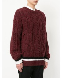 Coohem Stripe Detail Aran Knit Sweater