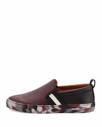 Bally Herald Leather Slip On Sneaker With Camo Sole Red