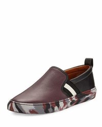 Bally Herald Leather Slip On Sneaker With Camo Sole Red