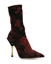 Dolce & Gabbana Rose Patterned Sock Boots