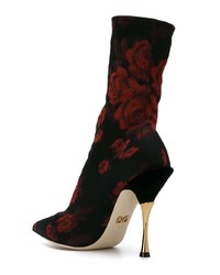 Dolce & Gabbana Rose Patterned Sock Boots