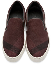 Burberry Burgundy Copford Slip On Sneakers