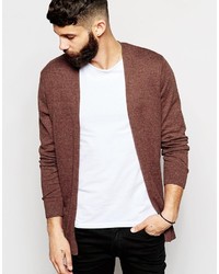 Asos Brand Cotton Buttonless Cardigan In Rust Twist Cotton