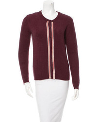 Valentino Velvet Trimmed Cable Knit Cardigan