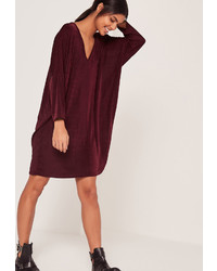 Missguided Red Wide V Neck T Shirt Dress