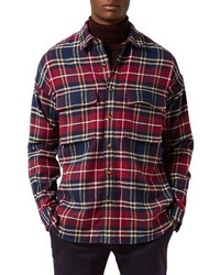 Topman Check Drop Shoulder Flannel Shirt