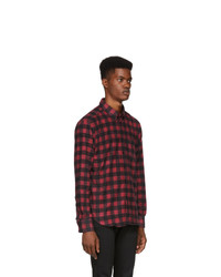 Naked and Famous Denim Red Brushed Buffalo Check Shirt
