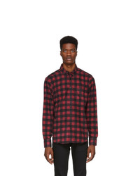 Naked and Famous Denim Red Brushed Buffalo Check Shirt