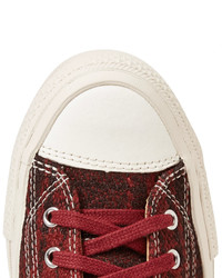 VISVIM Skagway Suede Trimmed Checked Wool High Top Sneakers