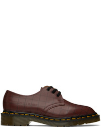 Burgundy Check Leather Derby Shoes