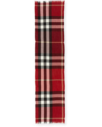 Burberry Check Cashmere Wool Scarf Red